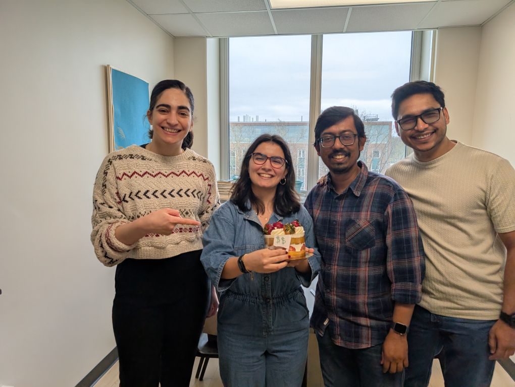 Group celebrating in the office