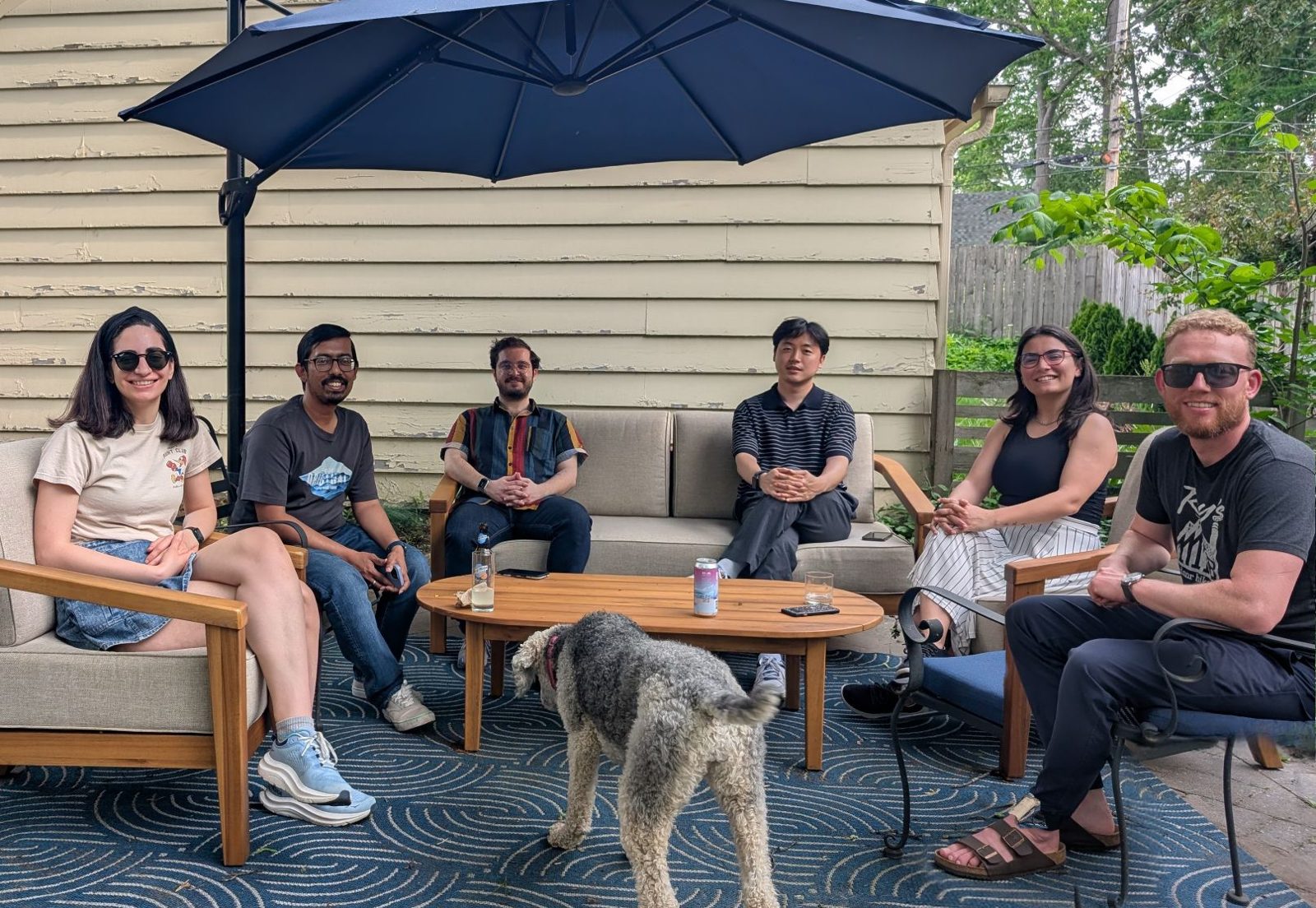 Group gathering outdoors